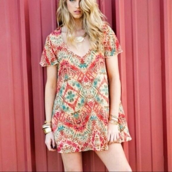 Show Me Your Mumu Women's Kylie Aztec Dress Bohemian Hippie Mini Size Small - Picture 2 of 9